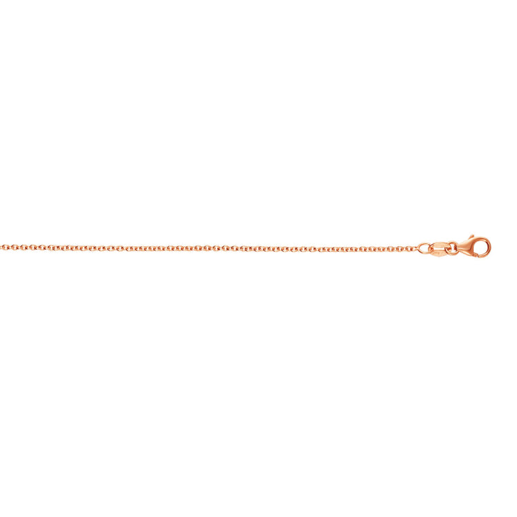 14K Rose Gold 1.25mm 20 Round Cable Chain with Lobster Clasp