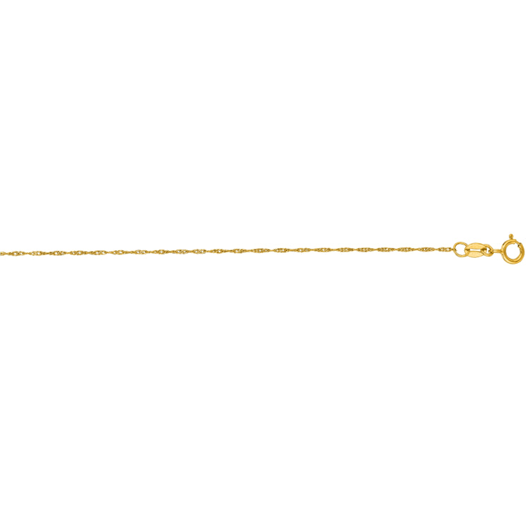 14K Yellow Gold 1mm 18 Singapore Chain with Spring Ring Clasp