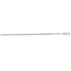 14K White Gold 2.6mm 24 Diamond Cut  Classic Cable Chain with Lobster Clasp