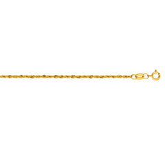 10K Yellow Gold 1.5mm Diamond Cut Lite Rope 22 Chain with Lobster Lock
