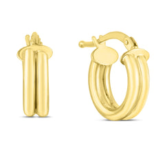 14K Yellow Gold 8mm 2-Row Bar Hoops