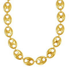 14K Yellow Gold 16.3mm Lite Puffed Mariner Link 8 Bracelet with Lobster Clasp