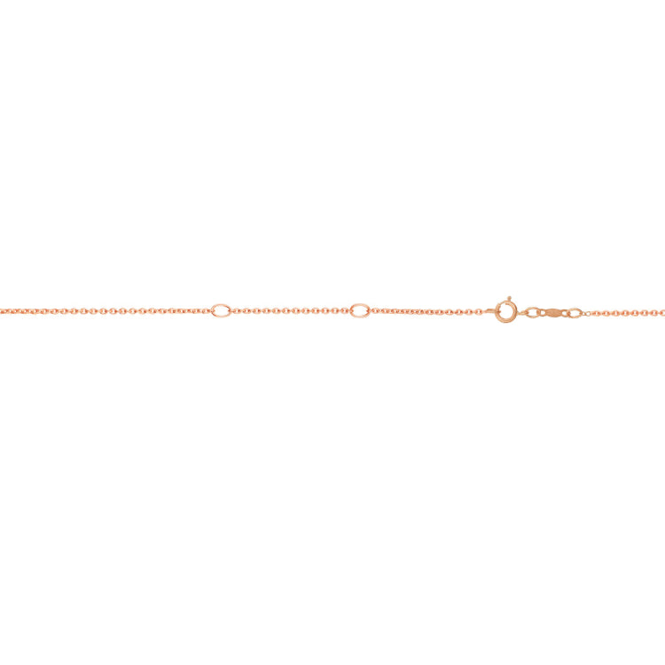 14K Rose Gold 0.8mm 18 Diamond Cut Double Extendable Classic Cable Chain with Spring Ring Clasp
