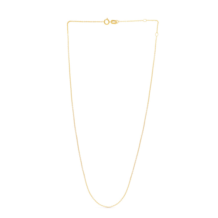 14K Yellow Gold 0.97mm Double Extendable Cable Chain with Spring Ring Clasp. 18 total length with Jump Ring at 16 and 17 inch.
