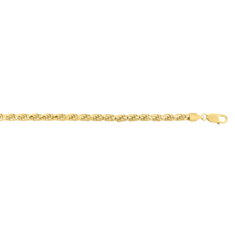 Silver (14k Yellow Gold Plated) 5mm 22 Diamond Cut Royal Rope Chain Necklace with Lobster Clasp.