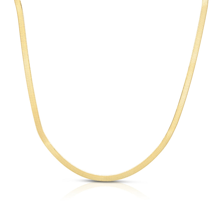 Silver (14k Yellow Gold Plated) 8 3.4mm Imperial Herringbone Chain Bracelet with Lobster Clasp.