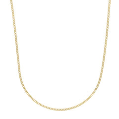 14K Yellow Gold 2.2mm Light Gourmette (Baby Cuban) 22 Chain with Lobster Clasp