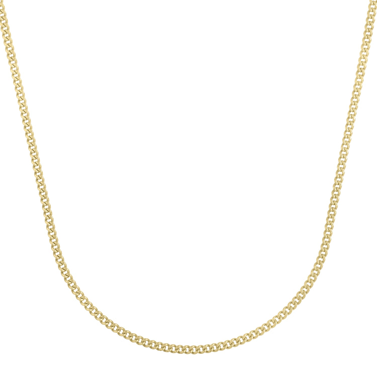 14K Yellow Gold 2.8mm Light Gourmette (Baby Cuban) 18 Chain with Lobster Clasp