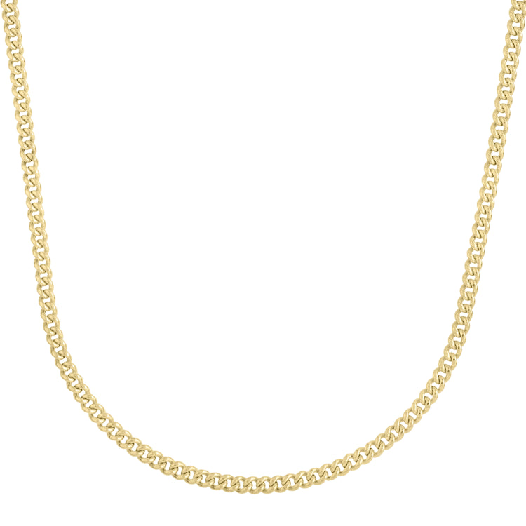 14K Yellow Gold 3.65mm Light Gourmette (Baby Cuban) 22 Chain with Lobster Clasp