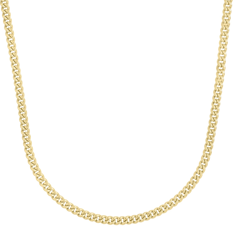 14K Yellow Gold 4.1mm Light Gourmette (Baby Cuban) 22 Chain with Lobster Clasp