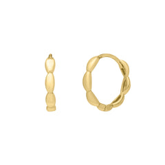 14K Yellow Gold Small Rice Hoop Earrings with Snap Clasp