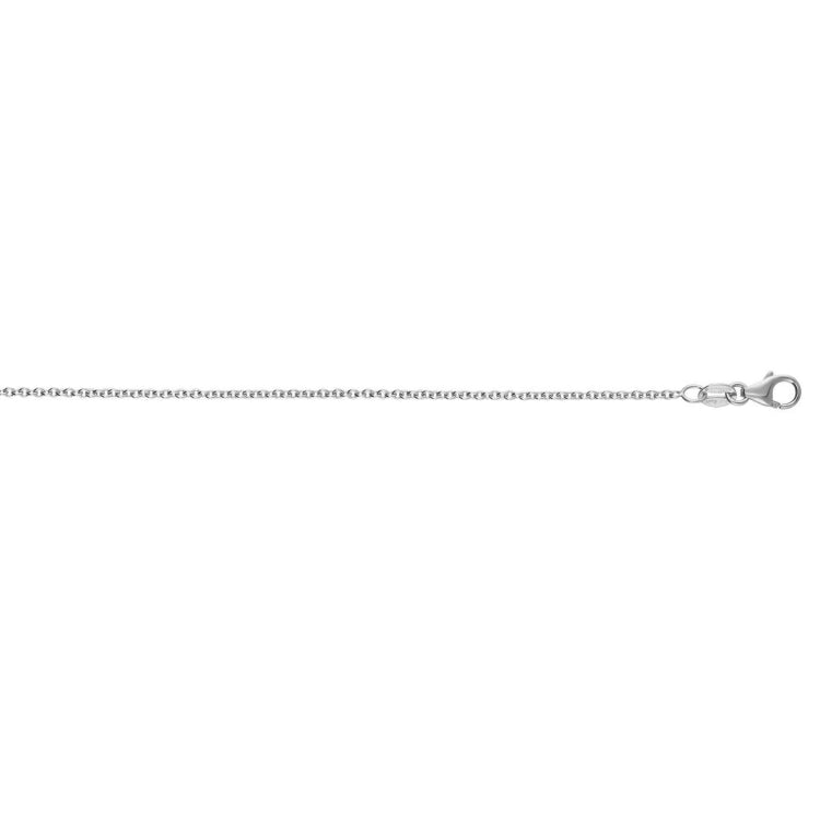 14K White Gold 2.4mm Round Cable Chain 20 Necklace with Lobster Clasp