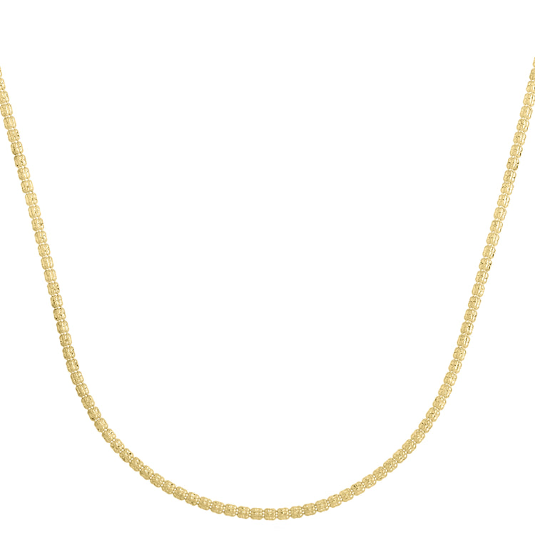 14K Yellow Gold 2.74mm Fancy 20 Ice Chain Necklace with Lobster Clasp
