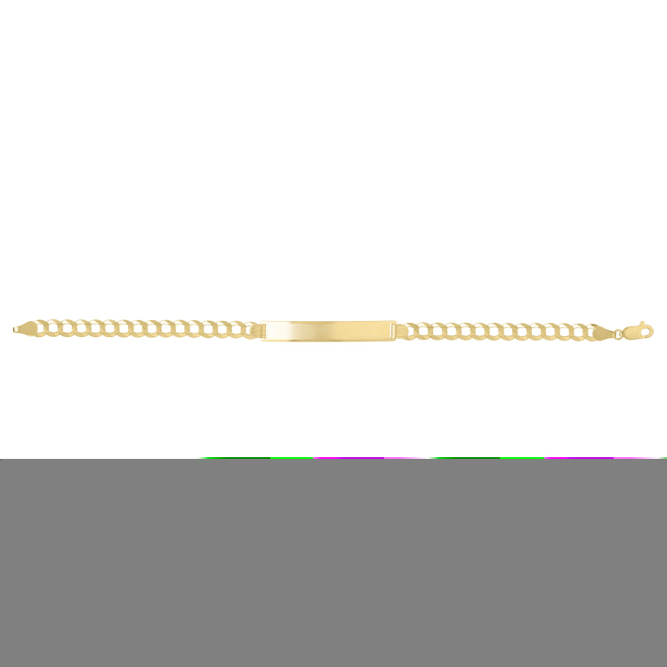 14K Yellow Gold Curb ID 7 Bracelet with Lobster Clasp