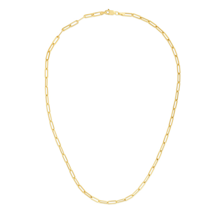 10K Yellow Gold 7.5 3.2mm Paperclip Chain Bracelet with Lobster Clasp