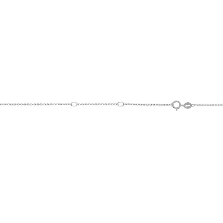 10K White Gold .86mm Diamond Cut Double Extendable Cable Chain with Spring Ring Clasp. Total length 18 with jump ring at 16 and 17.
