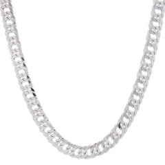 Sterling Silver 9.3mm 8.5 Flat Miami Cuban Chain Bracelet with Lobster Clasp. Item is rhodium plated.