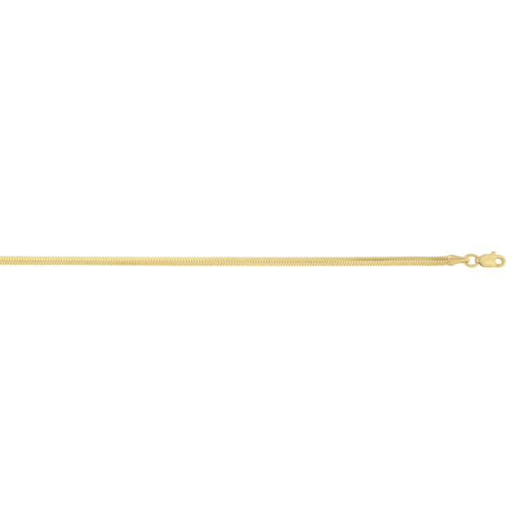 14K Yellow Gold 16 2.6mm Oval Snake Chain Necklace with Lobster Clasp.