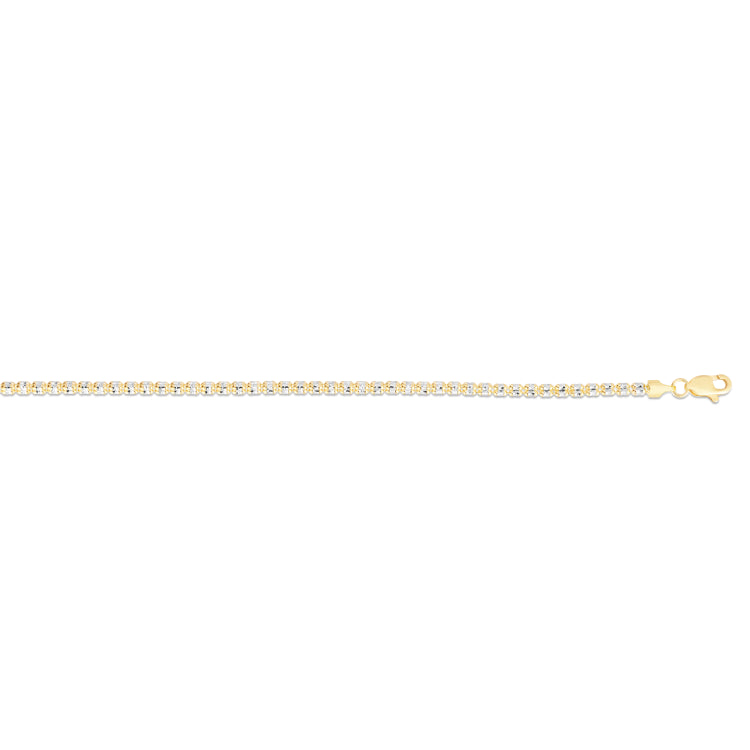 10K Two-tone Gold 22 2.7mm Fancy Ice Chain Necklace with Lobster Clasp