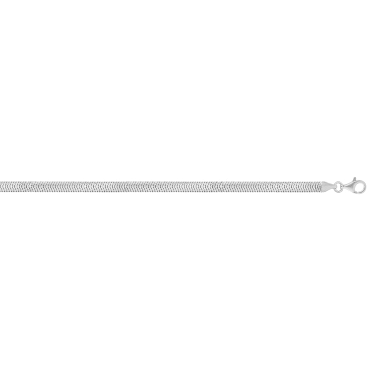 Sterling Silver 16 4.2mm Oval Snake Chain Necklace with Lobster Clasp. Item is rhodium plated.