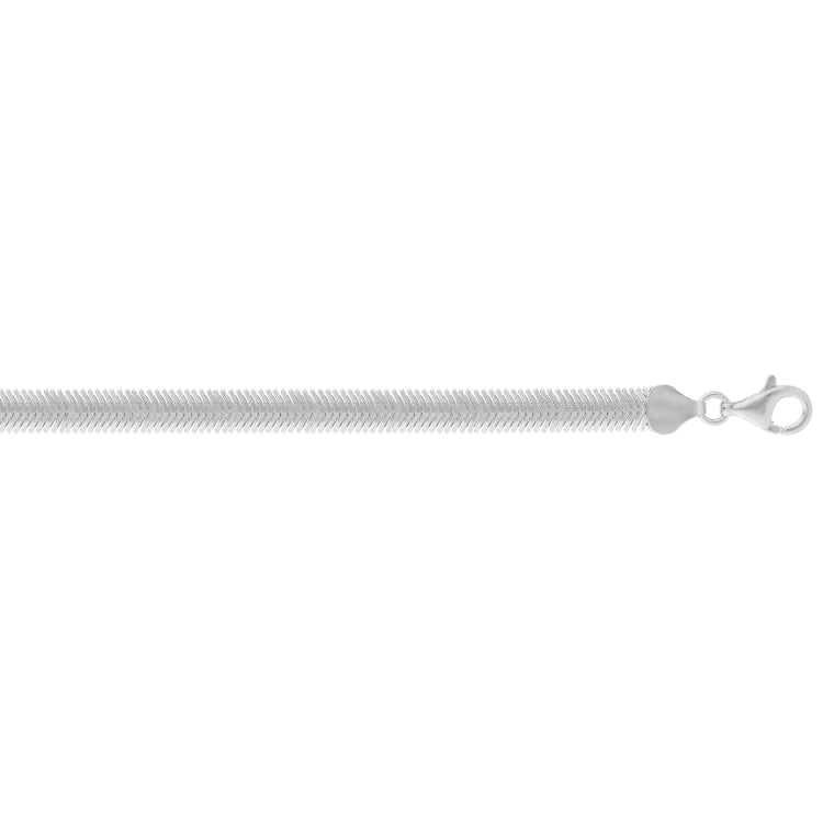 Sterling Silver 18 6.4mm Oval Snake Chain Necklace with Lobster Clasp. Item is rhodium plated.
