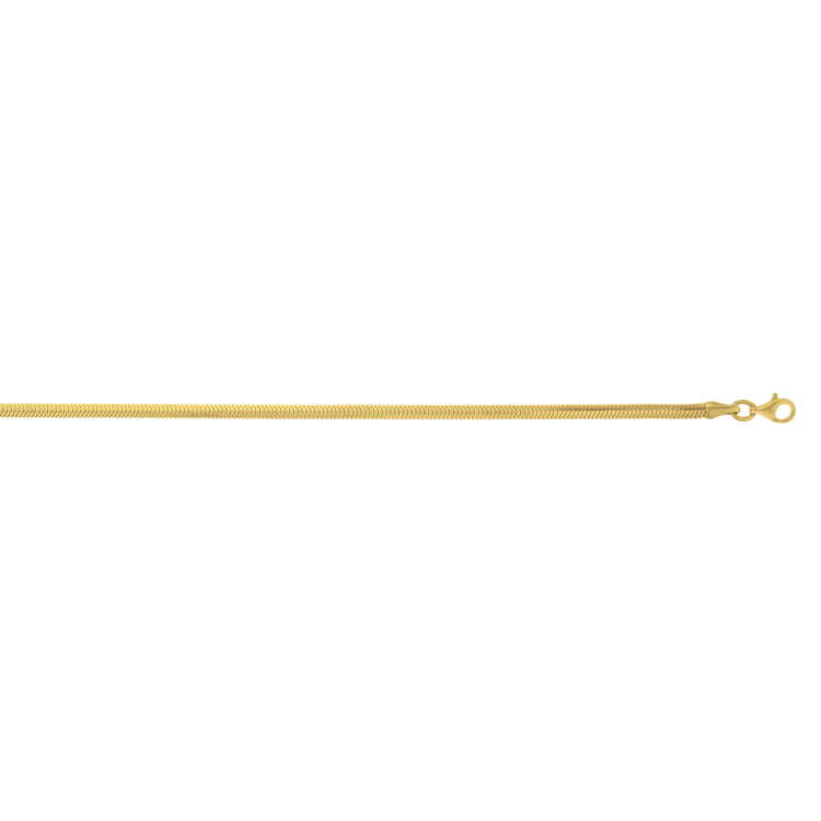 Sterling Silver (Yellow Gold Plated) 18 2.6mm Oval Snake Chain Necklace with Lobster Clasp.
