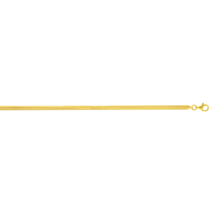 Sterling Silver (Yellow Gold Plated) 16 3.3mm Oval Snake Chain Necklace with Lobster Clasp.