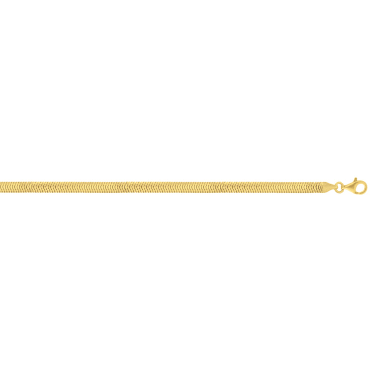 Sterling Silver (Yellow Gold Plated) 16 4.2mm Oval Snake Chain Necklace with Lobster Clasp.