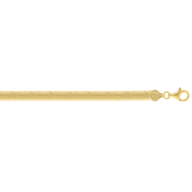 Sterling Silver (Yellow Gold Plated) 18 6.4mm Oval Snake Chain Necklace with Lobster Clasp.