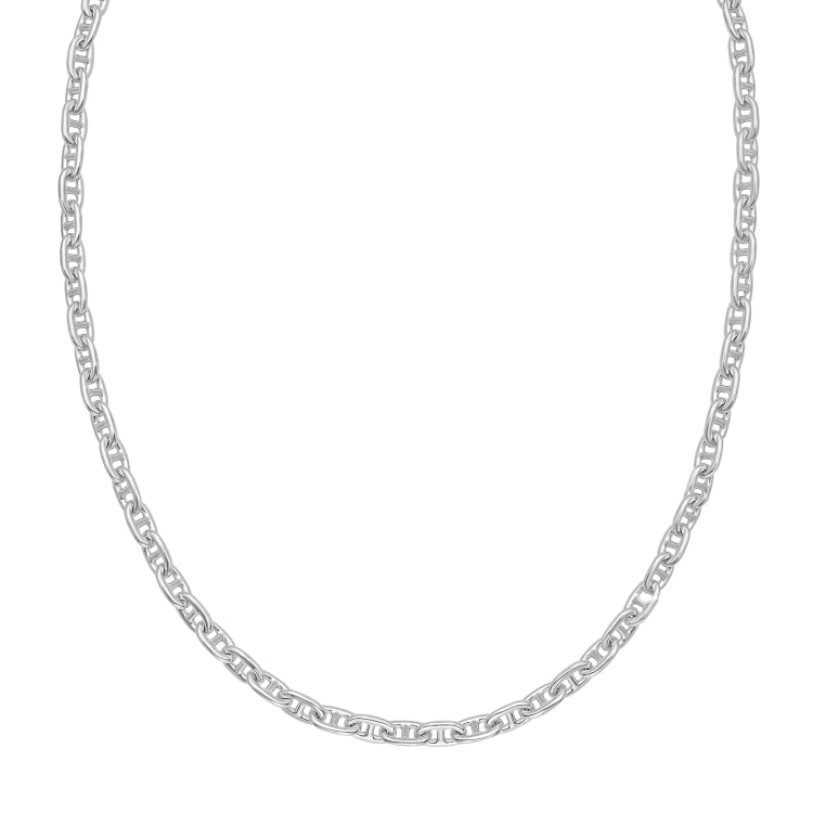 Sterling Silver 24 6.4mm Anchor Chain with Lobster Clasp. Item is rhodium plated.