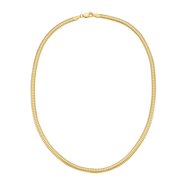 14K Yellow Gold 4.5mm 18 Polished Lite Oval Snake Chain Necklace with Lobster Clasp