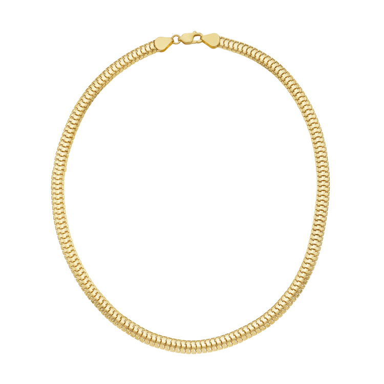14K Yellow Gold 6.5mm 18 Polished Lite Oval Snake Chain Necklace with Lobster Clasp