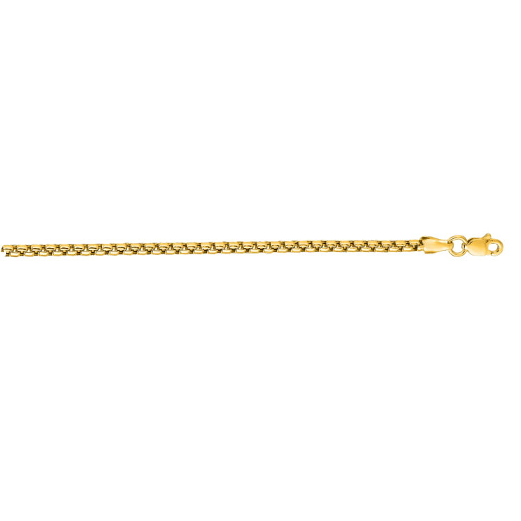 10K Yellow Gold 1.6mm 16 Solid Round Box Chain with Lobster Clasp