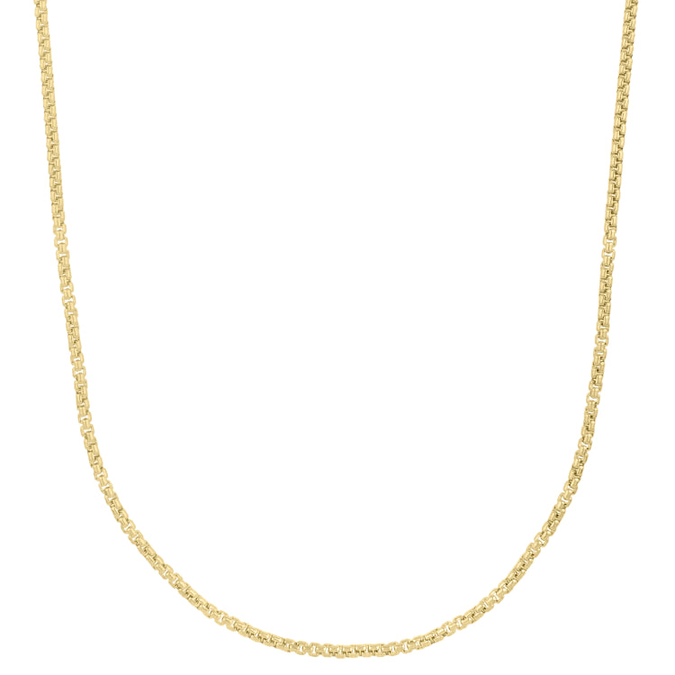 10K Yellow Gold 2.5mm 18 Solid Round Box Chain with Lobster Clasp