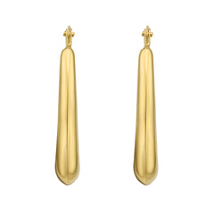 14K Yellow Gold Polished Graduated Oval Hoop Earrings with Hinged Clasp