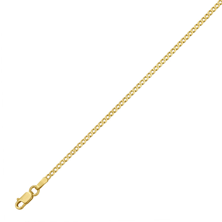 14K Yellow Gold 2.2mm 18 Comfort Curb Chain Necklace with Lobster Clasp