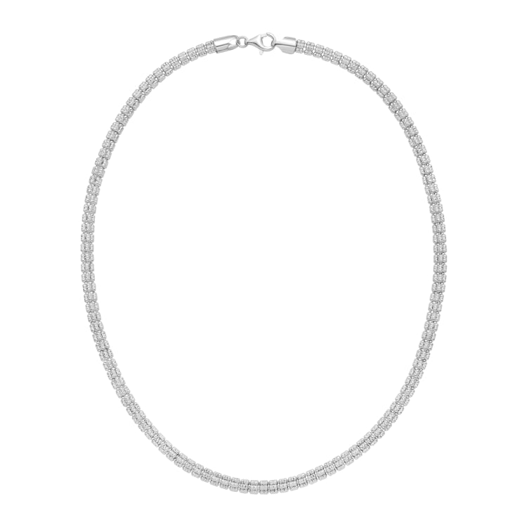 Sterling Silver 18 Fancy Ice Chain with Pear Shaped Lobster Clasp