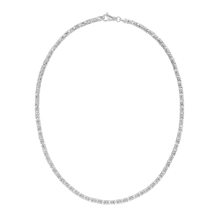 Sterling Silver 22 4.1mm Solid Round Byzantine Necklace with Pear Shaped Lobster Clasp