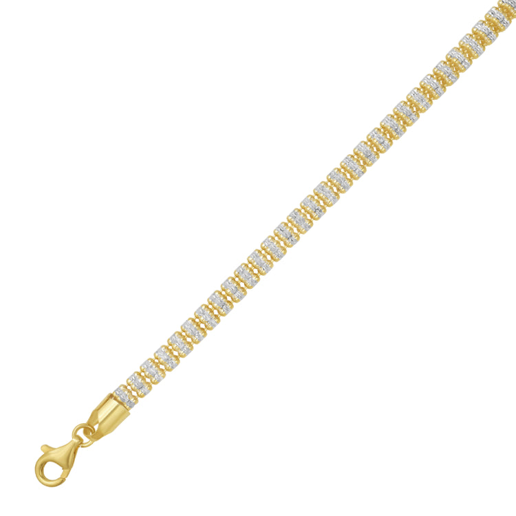 Silver with Gold Plating 18 Fancy Ice Chain with Pear Shaped Lobster Clasp
