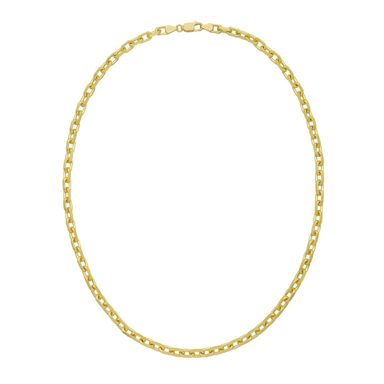 Silver with Gold Plating 22 5mm French Cable Chain with Lobster Clasp