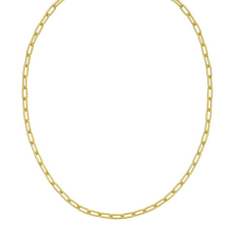 Silver with Gold Plating 18 5.2mm Round Link Paperclip Chain with Lobster Clasp