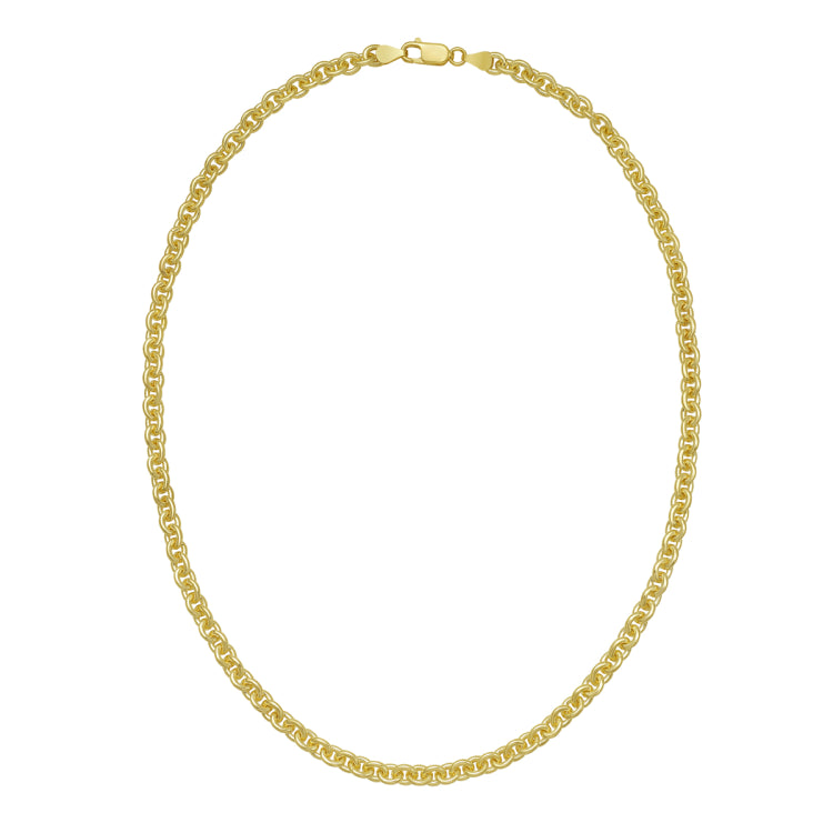 Silver with Gold Plating 20 5.7mm Classic Rolo Chain with Lobster Clasp