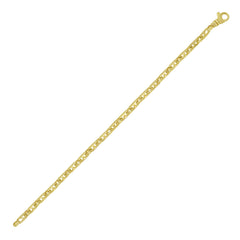 14K Yellow Gold 8.5 Men's Rectangular Railroad Link Bracelet with Lobster Clasp