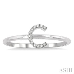 1/20 Ctw Initial 'C' Round Cut Diamond Fashion Ring in 10K White Gold