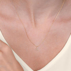 1/20 Ctw Initial 'H' Round Cut Diamond Pendant With Chain in 14K White Gold