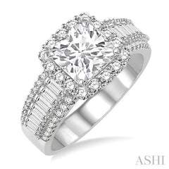 1 1/5 Ctw Diamond Semi-Mount Engagement Ring in 14K White Gold