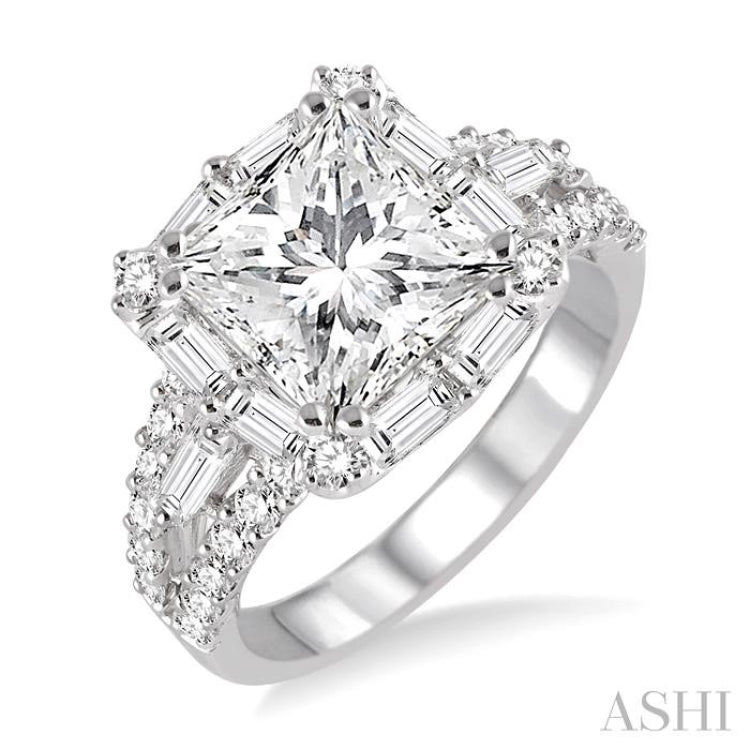 1 1/3 Ctw Diamond Semi-Mount Engagement Ring in 14K White Gold