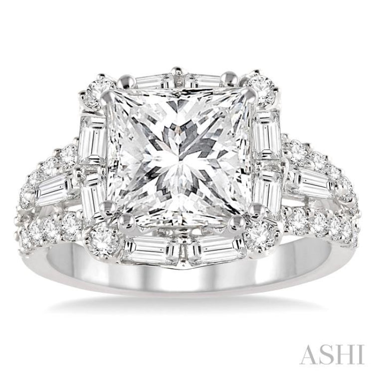 1 1/3 Ctw Diamond Semi-Mount Engagement Ring in 14K White Gold