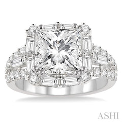 1 1/3 Ctw Diamond Semi-Mount Engagement Ring in 14K White Gold