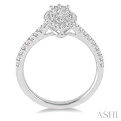 5/8 Ctw Marquise Shape Diamond Lovebright Ring in 14K White Gold